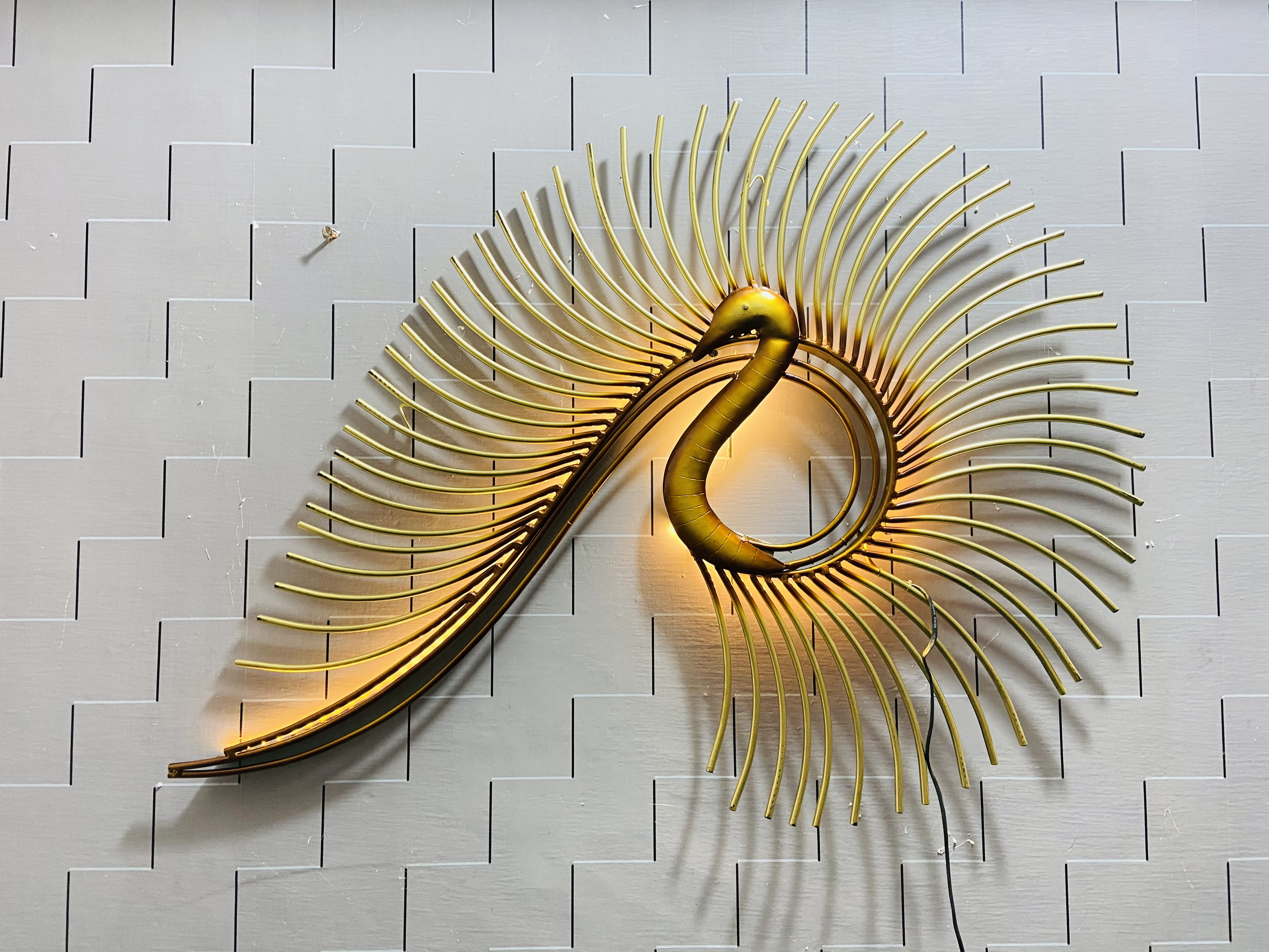 Gold Peacock metal wall art