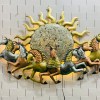 golden and silver horses with sun metal wall art