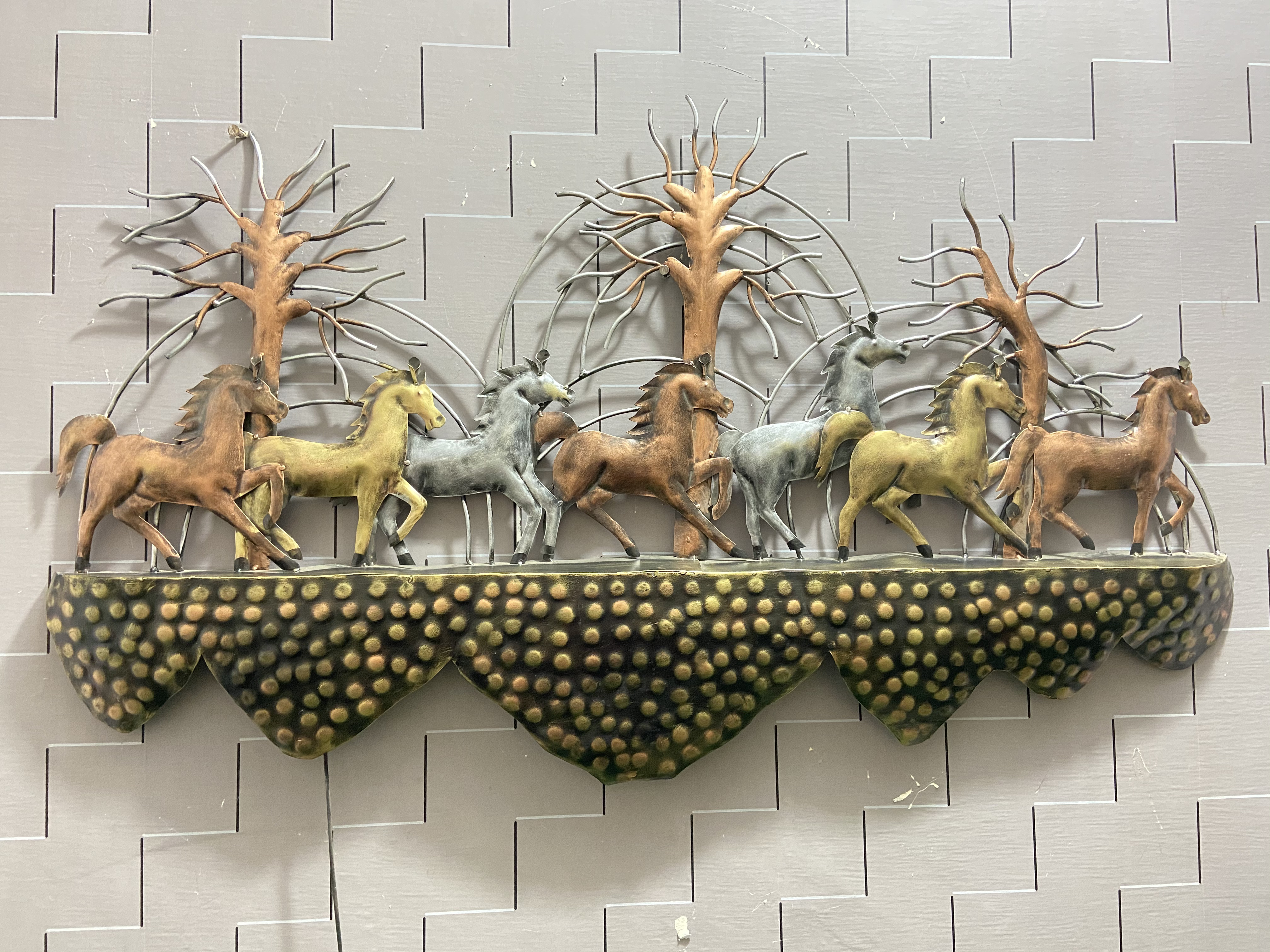 mountain horse metal wall art