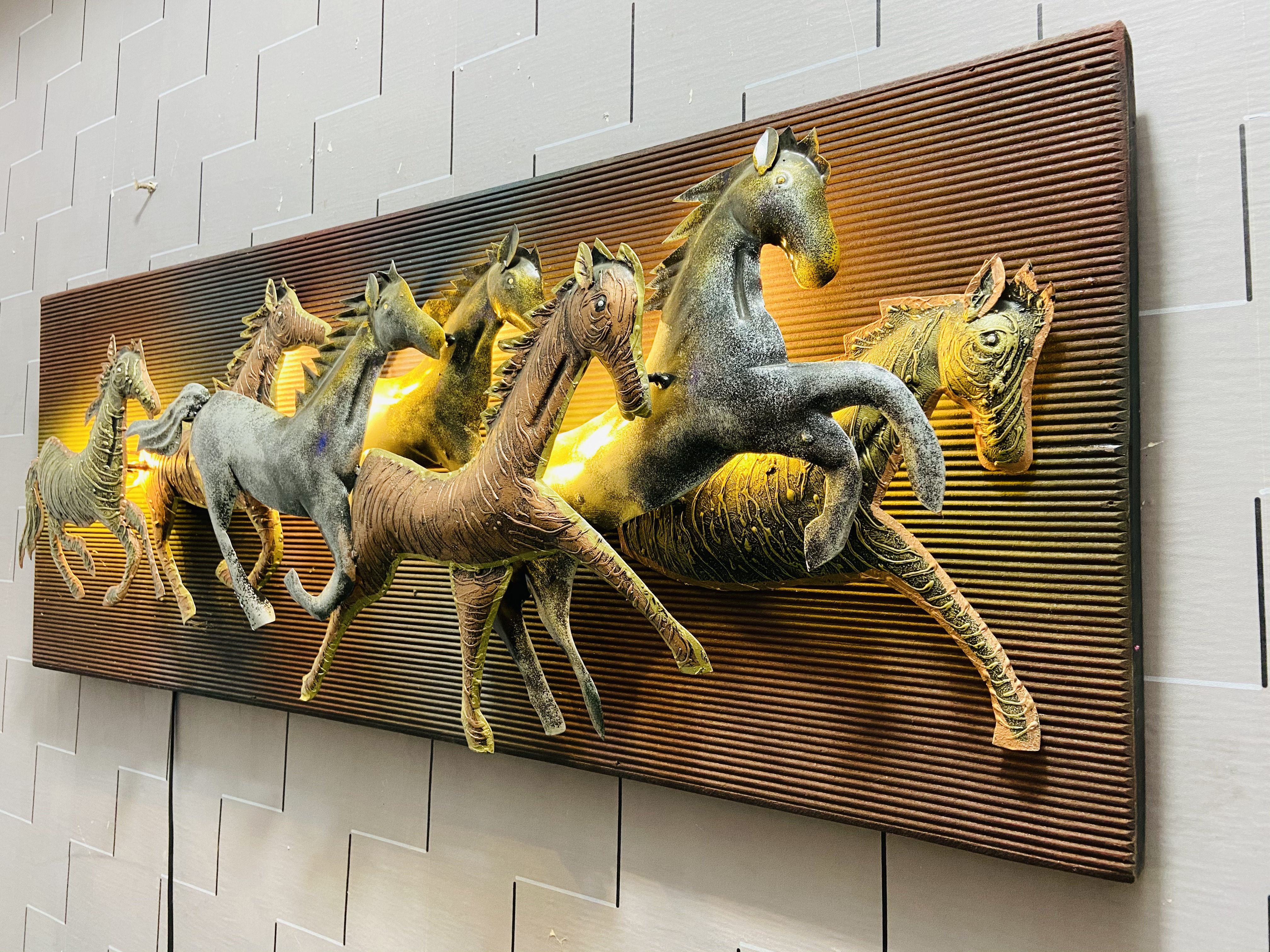 galloping horses frame metal wall art