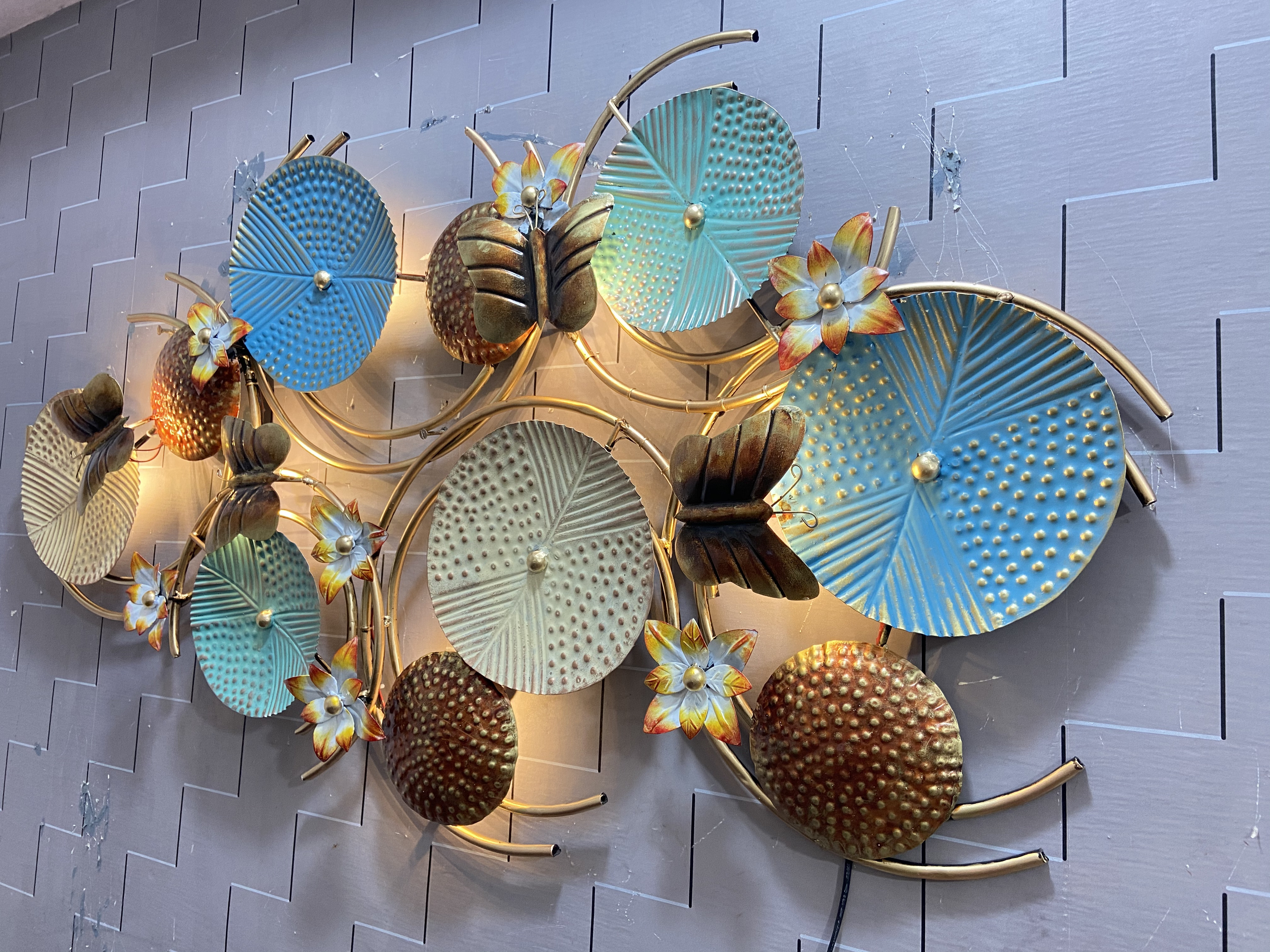 Blue disc Butterfly metal wall decor
