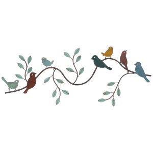 birds on branch metal wall decor