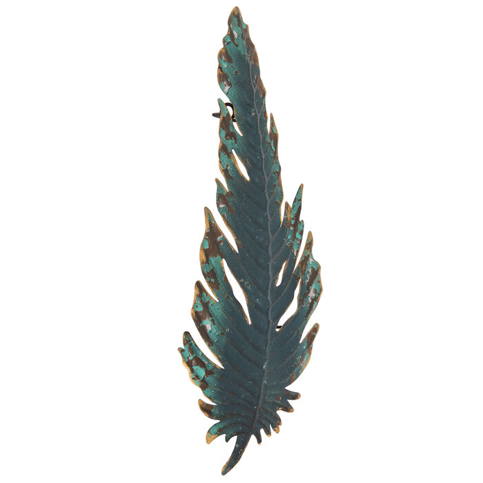 Blue Feather Metal Wall Decor